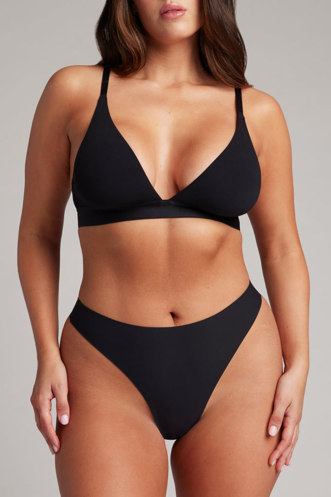 Base High Thong in Black (3-Pack)