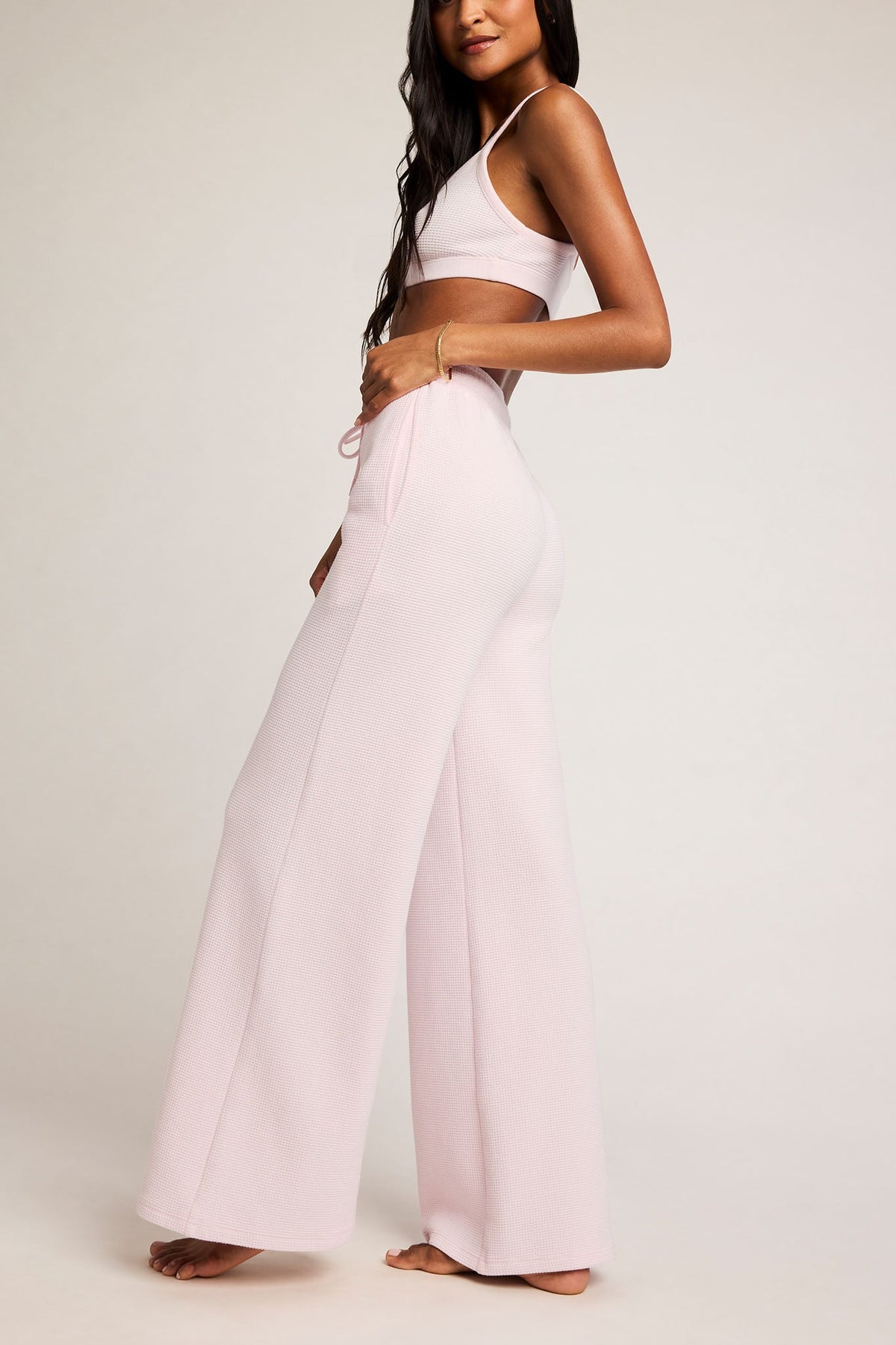 Waffle Knit Track Pant in Puff